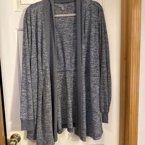 Peace and Pearls Cardigan womens Medium gray pleated comfort fashion